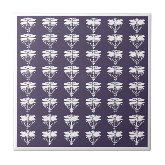 Meteorite Purple Zest Arts and Crafts Dragonflies Ceramic Tile (Front)