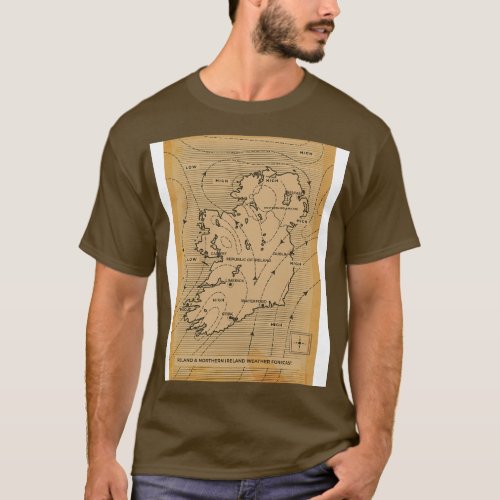 Meteorological vintage style map of Ireland and No T_Shirt