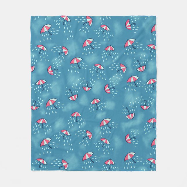 Meteorology Fun Rainy Weather And Umbrellas Fleece Blanket (Front)