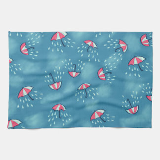 Meteorology Fun Rainy Weather And Umbrellas Kitchen Towel