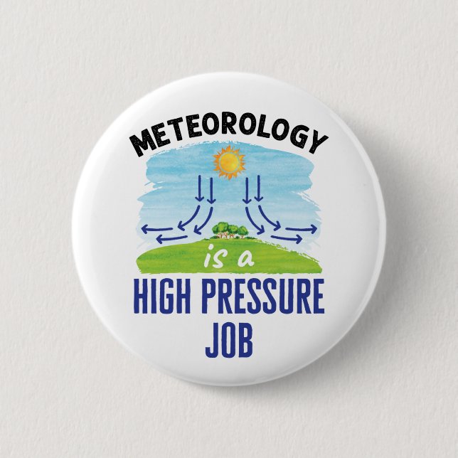Meteorology Is a High Pressure Job Weatherperson Button (Front)