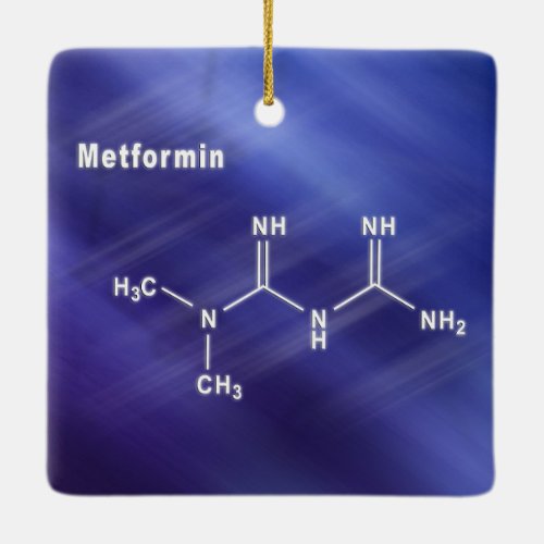 Metformin diabetes drug Structural chemical formu Ceramic Ornament