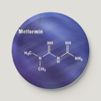 Metformin diabetes drug, Structural chemical formu Paper Plates