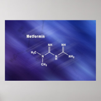 Metformin diabetes drug, Structural chemical formu Poster