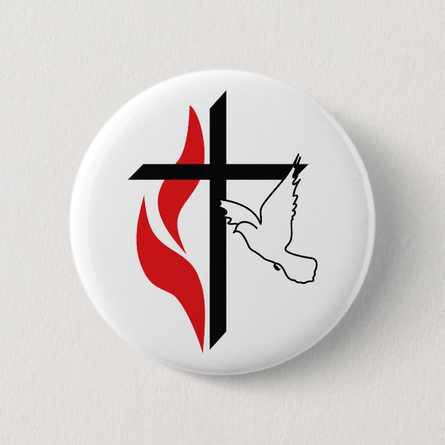 METHODIST CROSS AND DOVE PINBACK BUTTON (Front)