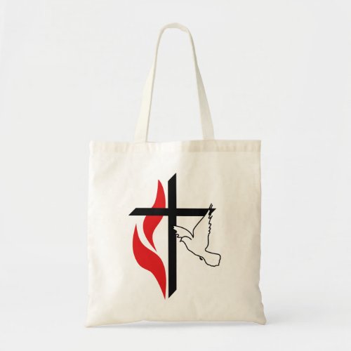 Methodist cross and Dove Tote Bag