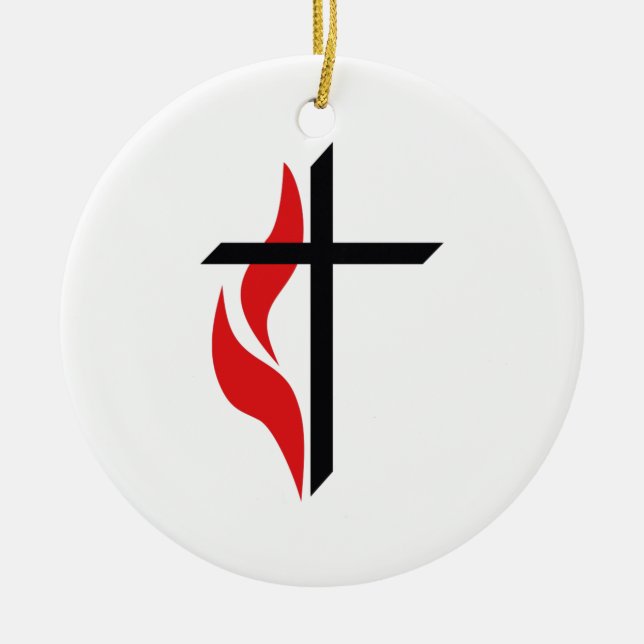 METHODIST CROSS CERAMIC ORNAMENT (Front)