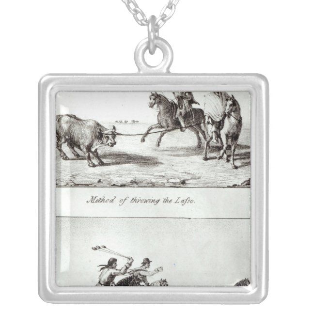 Methods of Throwing the Lasso and the Bolas Silver Plated Necklace (Front)