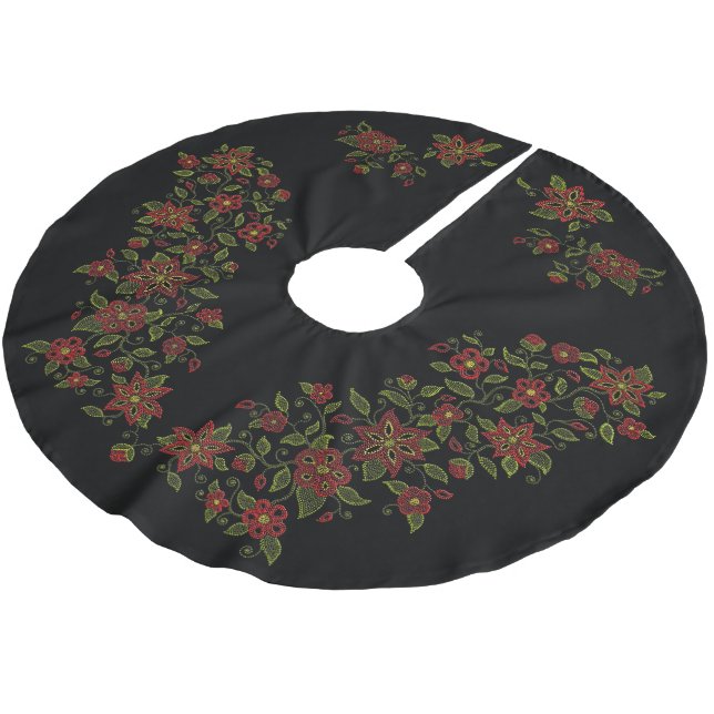 Metis Art Christmas Tree Skirt Native Beading (Angled)