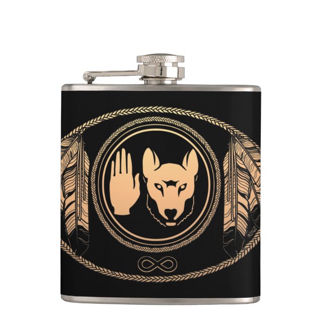 Metis Art Flask Custom Metis Rebellion Flag Flask (Front)