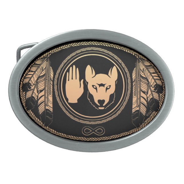 Metis Belt Buckle Metis Rebellion Wolf Flag Buckle (Front)