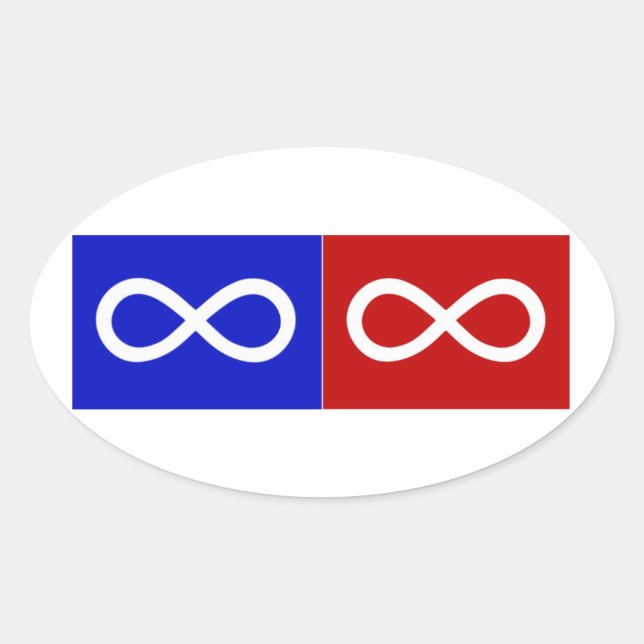 Métis Blue & Red Flag Oval Sticker (Front)