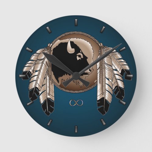 Metis Clock First Nation Spirit Buffalo Wall Clock