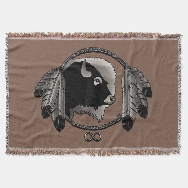 Metis First Nation Blanket Spirit Animals Throw (Front)