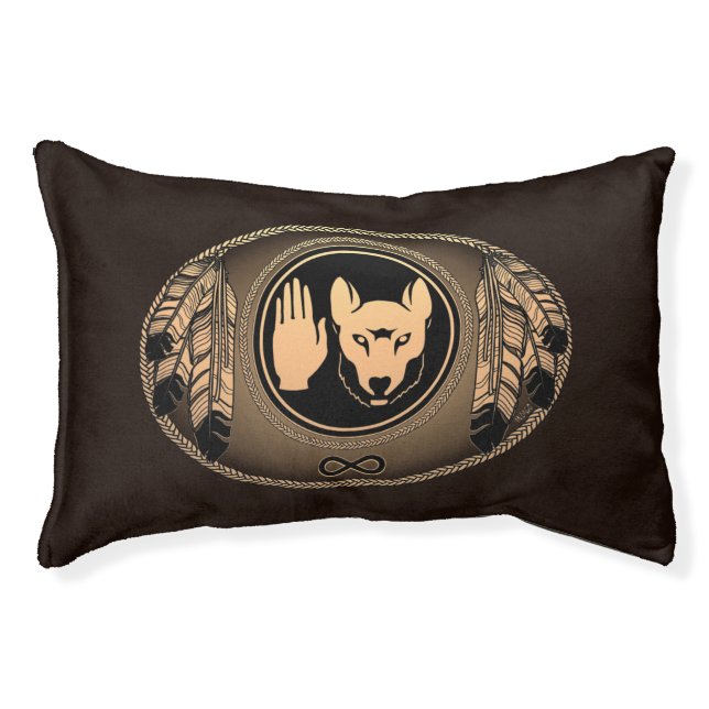 Metis Flag Dog Bed Custom Rebellion Wolf Pet Beds (Front)