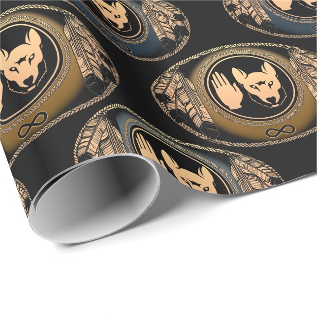 Metis  Wrapping Paper First Nations Wolf Art Paper (Roll Corner)