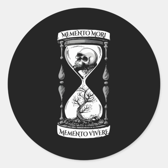 Meto Mori Meto Vivere Skull Stoic Meto Mori Classic Round Sticker (Front)