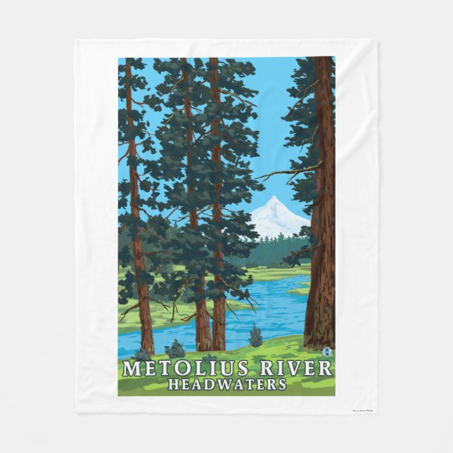 Metolius River Headwaters, Oregon Fleece Blanket (Front)