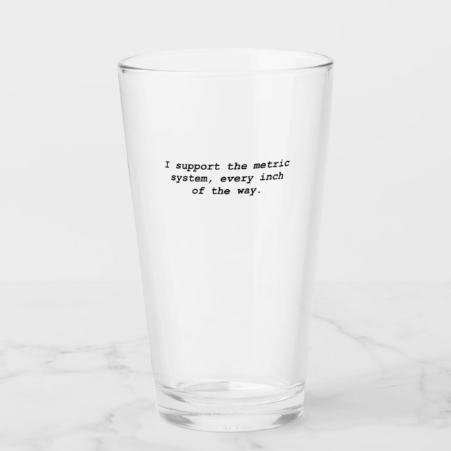 metric system v's imperial measure  glass (Front)