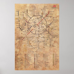Metro 2033 Aged Map Poster