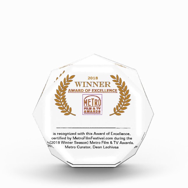 METRO AWARDS, add your name Acrylic Award (Front)