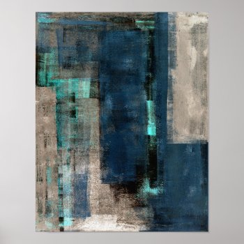 'metro' Blue Abstract Art Painting Poster by T30Gallery at Zazzle