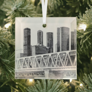 Metro bridge glass ornament
