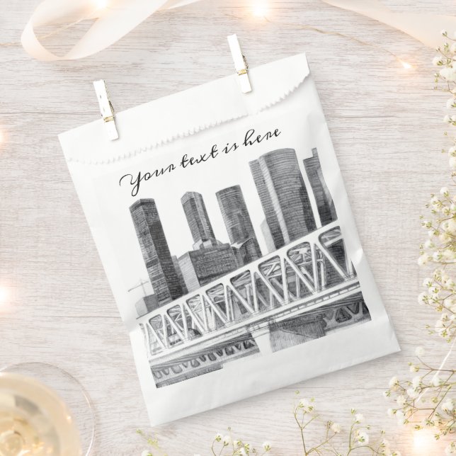 Metro bridge Pencil drawing Favor Bag (Clipped)