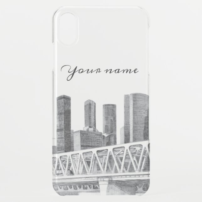Metro bridge Pencil drawing Uncommon iPhone Case (Back)