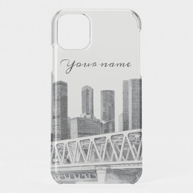 Metro bridge Pencil drawing Uncommon iPhone Case (Back)
