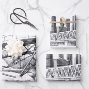 Metro bridge Pencil drawing Wrapping Paper Sheets