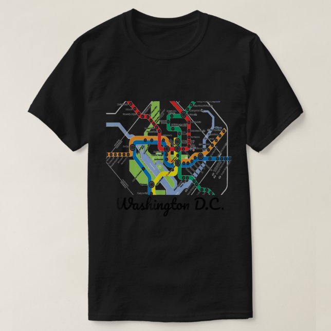 Metro Map of Washington DC Art Gift City Rail Tran T-Shirt (Design Front)