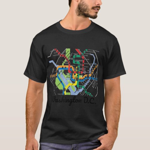 Metro Map of Washington DC Art Gift City Rail Tran T_Shirt