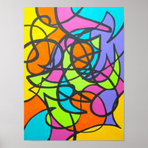 Metro Moon-Abstract Art Hand Painted Poster