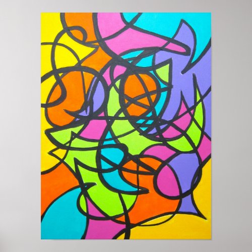 Metro Moon-Abstract Art Hand Painted Poster