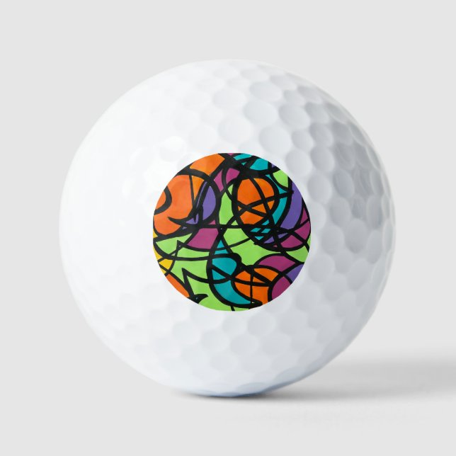 Metro Moon-Hand Painted Abstract Art Golf Balls (Front)