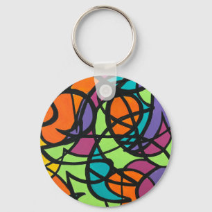 Metro Moon-Hand Painted Abstract Art Keychain
