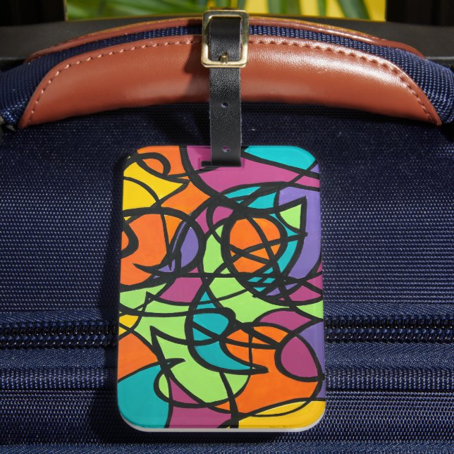 Metro Moon-Hand Painted Abstract Art Luggage Tag (Front Insitu 2)