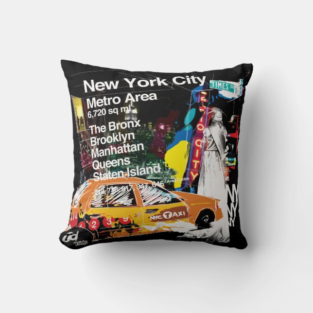 Metro New York City Throw Pillow (Front)