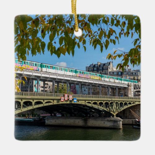 Metro on Bir_Hakeim  bridge_ Paris France Ceramic Ornament