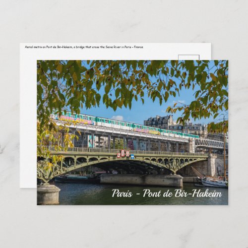 Metro on Bir_Hakeim  bridge_ Paris France Postcard
