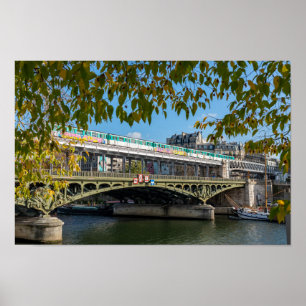 Metro on Bir-Hakeim bridge- Paris, France Poster