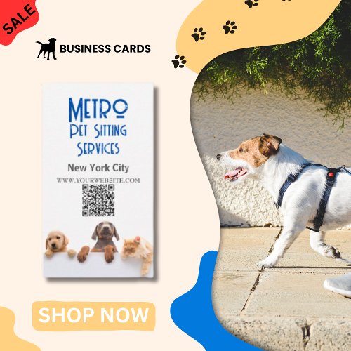 Metro Pet Sitting Dog Cat QR Code Business Card
