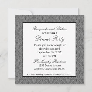 Metro Retro Dinner Party Invite, Gray Invitation