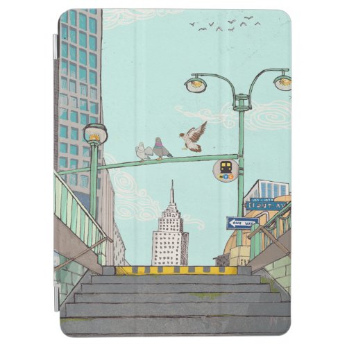 Metro Stop Manhattan NYC Whimsical Illustration iPad Air Cover