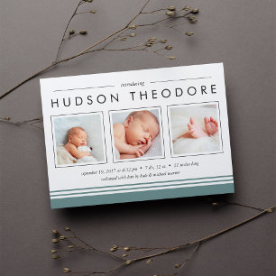 Metro Stripe Birth Announcement Forest