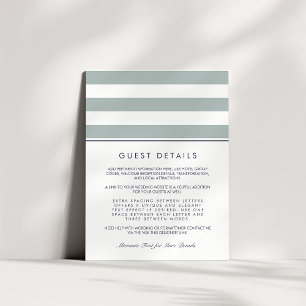Metro Stripe Guest Information Card Grayed Jade