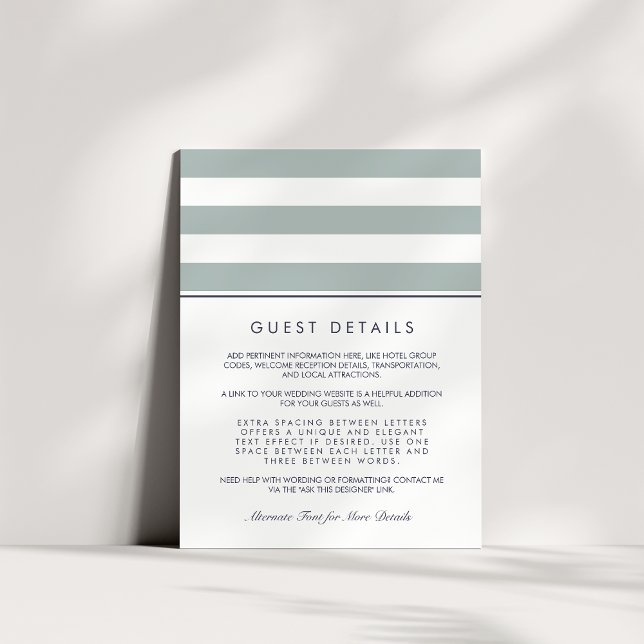 Metro Stripe Guest Information Card | Grayed Jade (Creator Uploaded)