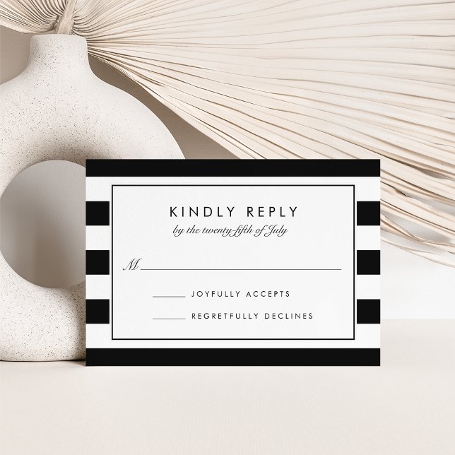 Metro Stripe RSVP Card | Black (Creator Uploaded)