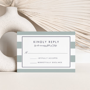Metro Stripe RSVP Card Grayed Jade